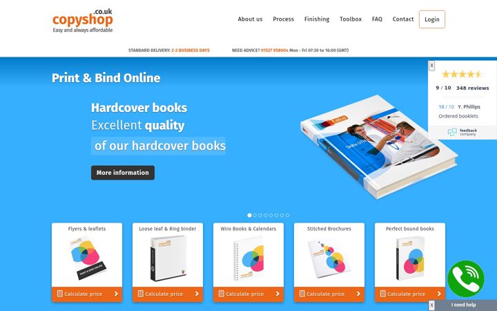 Screenshot ta' copyshop.co.uk