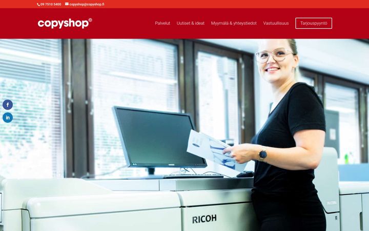 Snímek obrazovky copyshop.fi