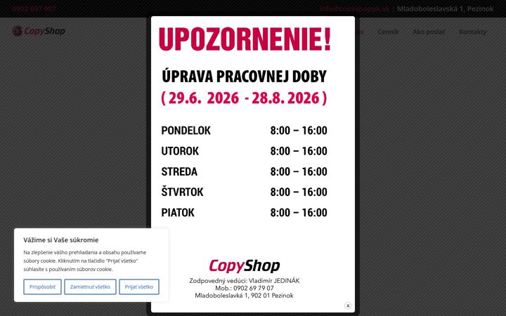 Screenshot of copyshoppk.sk