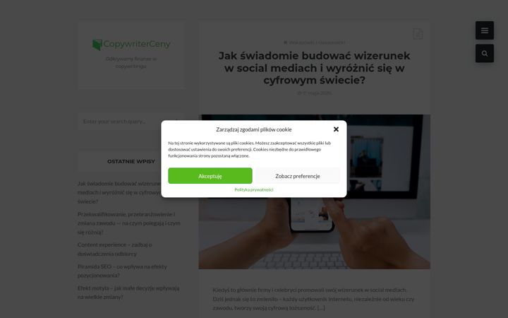 Snímek obrazovky copywriterceny.pl