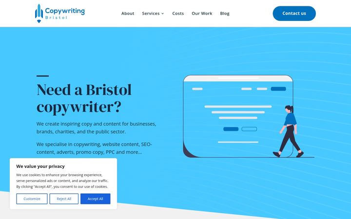 Screenshot ta' copywritingbristol.co.uk