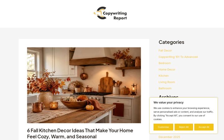 Screenshot of copywritingreport.com