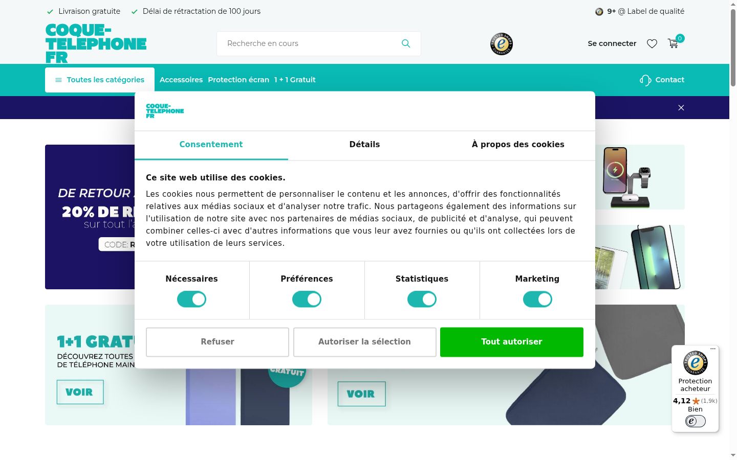 Kuvakaappaus suostumusbannerista, joka näytettiin ennen mitään vuorovaikutusta