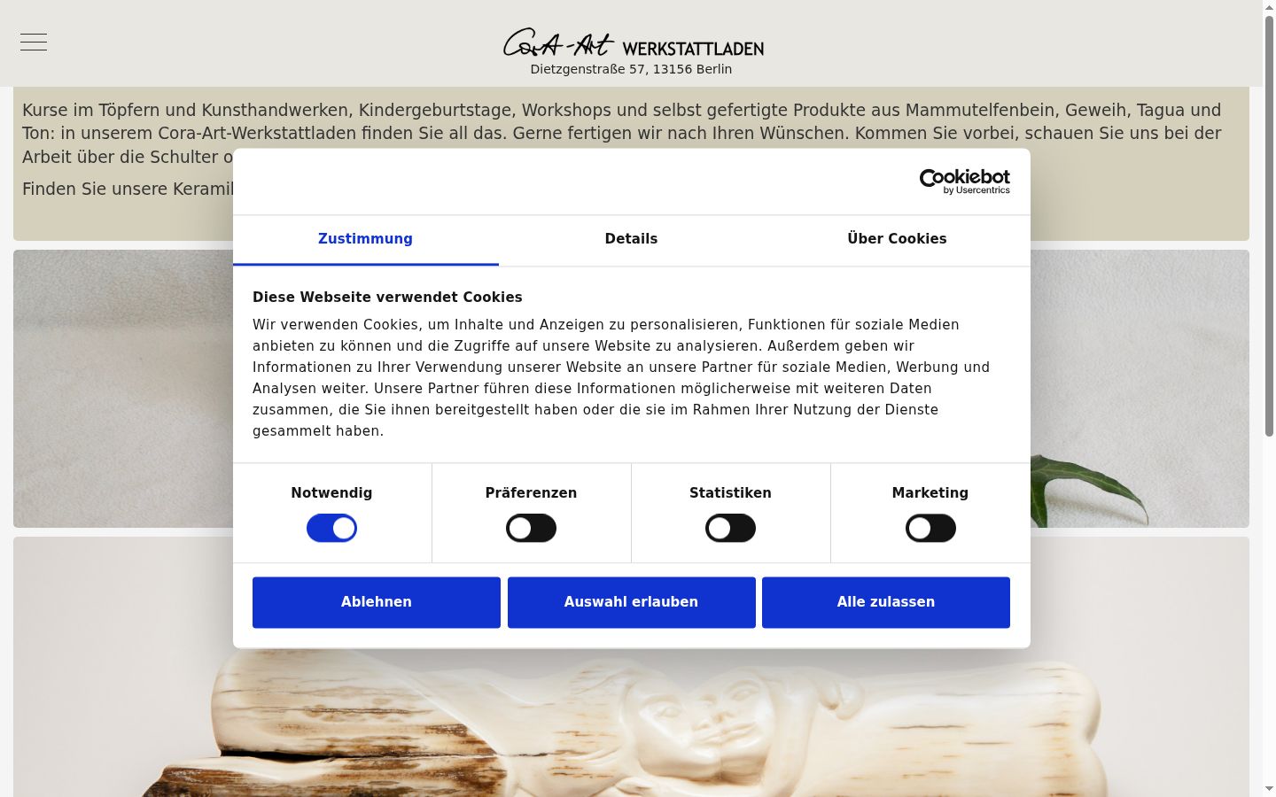 Screenshot van de toestemmingsbanner zoals getoond vóór enige interactie