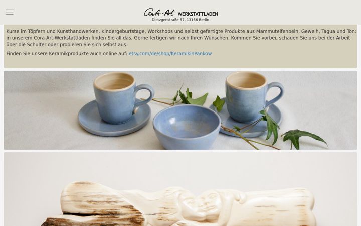 Screenshot of cora-art-werkstattladen.de