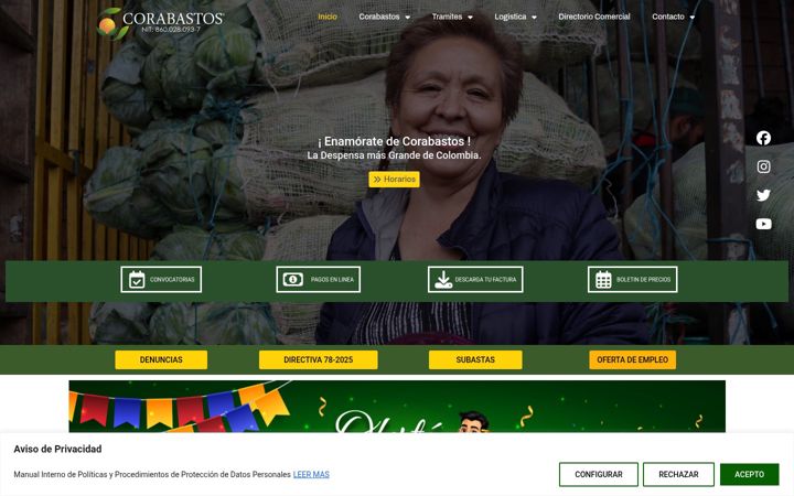 Екранна снимка на corabastos.com.co