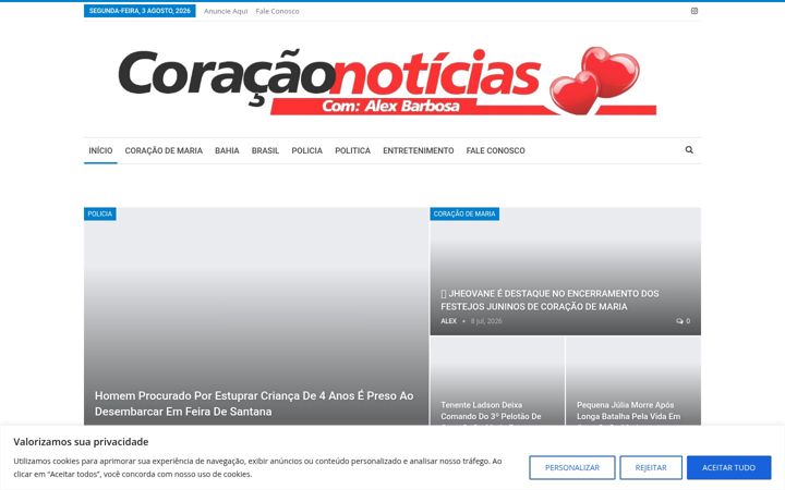 Screenshot of coracaonoticias.com.br