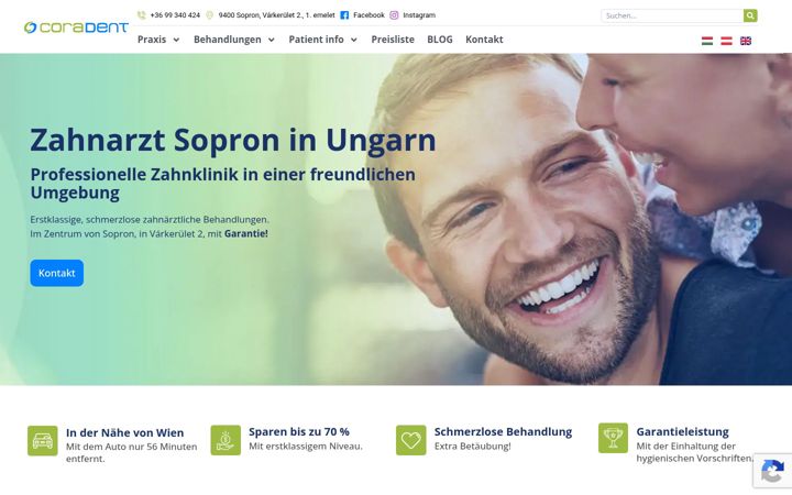 Skärmbild av coradent.at