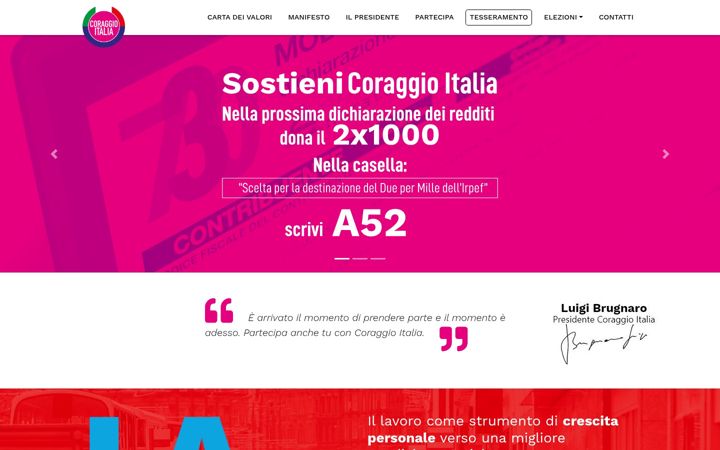 Skärmbild av coraggioitalia.it