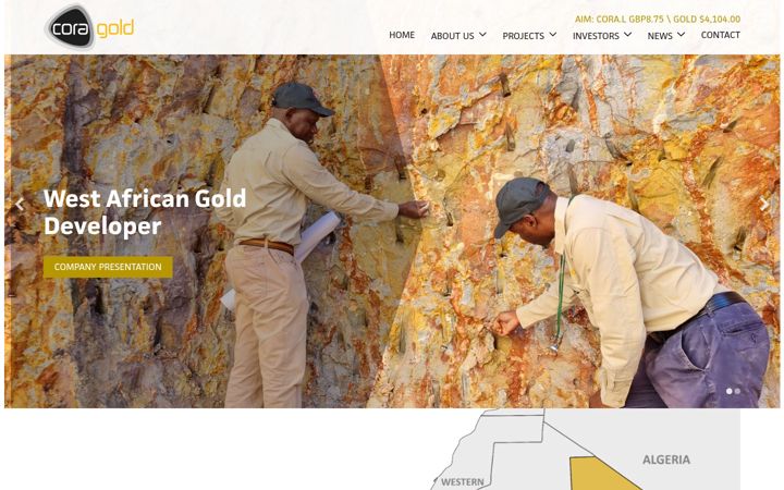 Screenshot of coragold.com