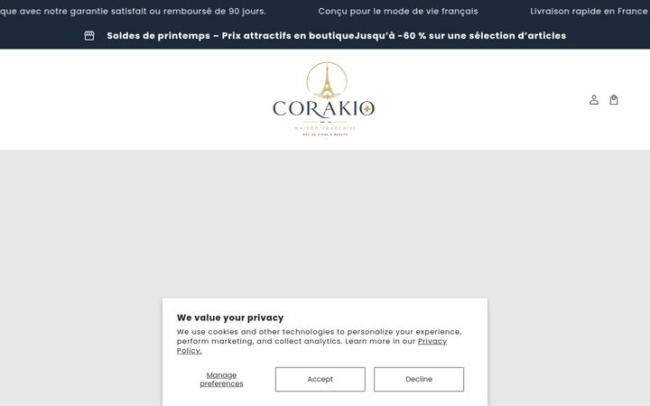 Екранна снимка на corakio.com