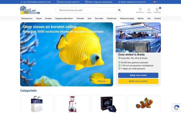 Snímek obrazovky coralandfishstore.nl