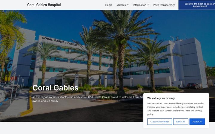 Ekraanipilt saidist coralgableshospital.org