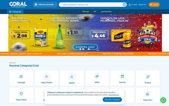 Screenshot of coralhipermercados.com