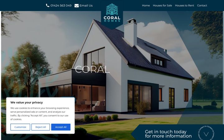 Screenshot of coralhomes.co.uk