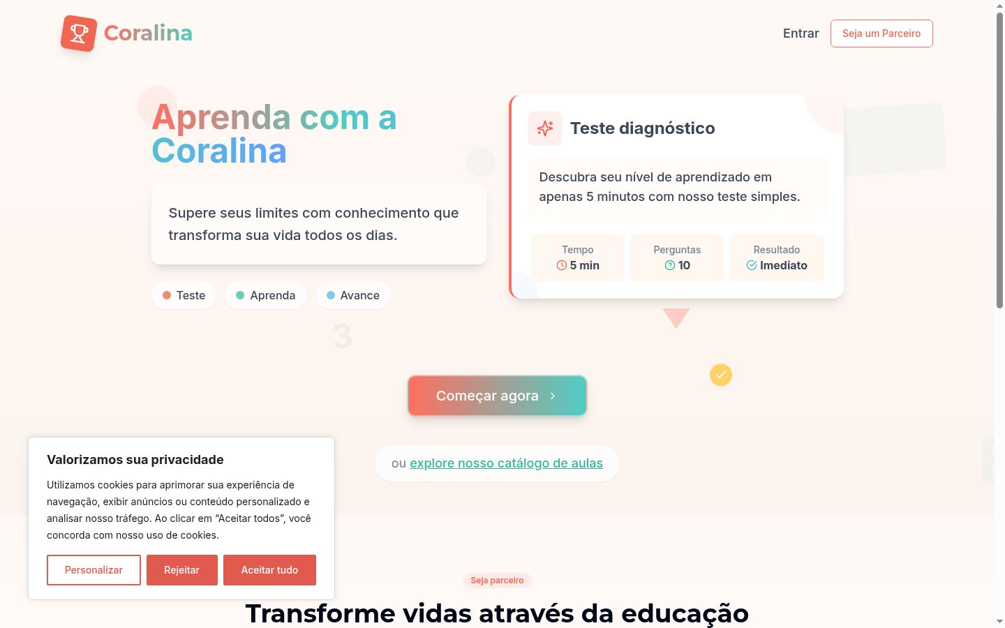 Screenshot of the consent banner shown before any interaction
