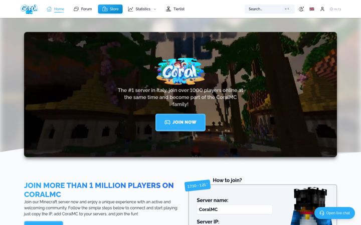 Screenshot of coralmc.it