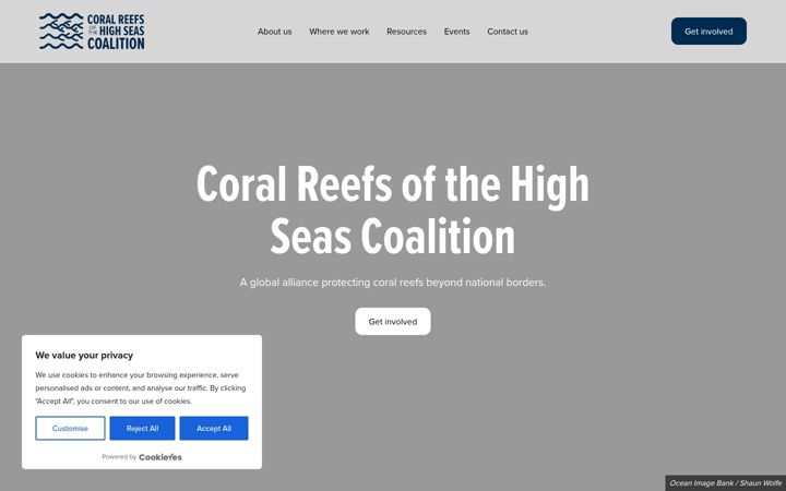 Ekraanipilt saidist coralreefshighseas.org
