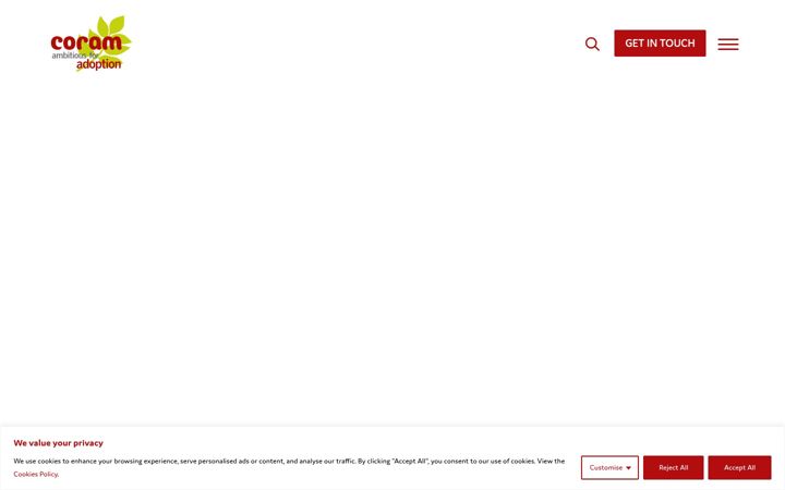 Screenshot of coramadoption.org.uk