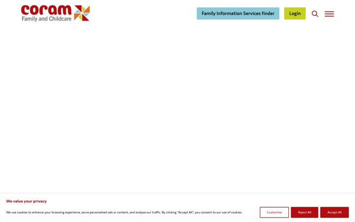 Screenshot ta' coramfamilyandchildcare.org.uk