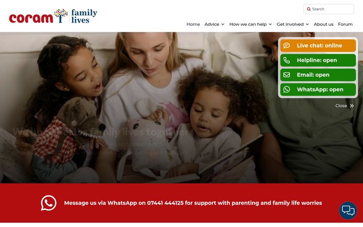 Screenshot of coramfamilylives.org.uk