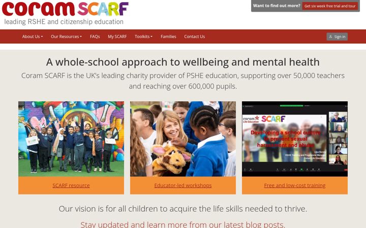 Screenshot ta' coramlifeeducation.org.uk