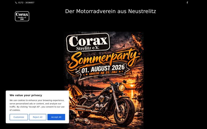 Screenshot of corax-strelitz-ev.de