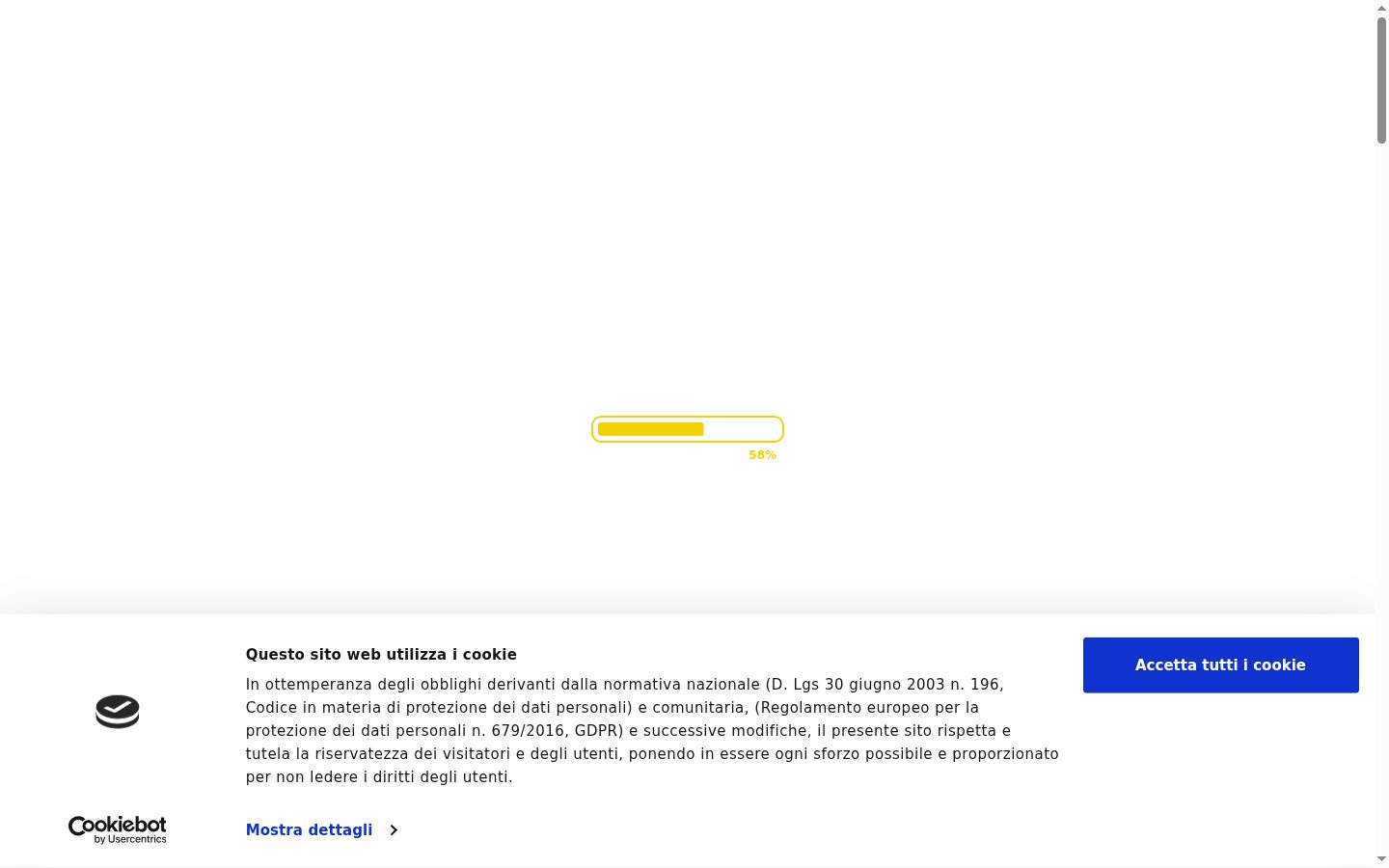 Screenshot del banner di consenso mostrato prima di qualsiasi interazione