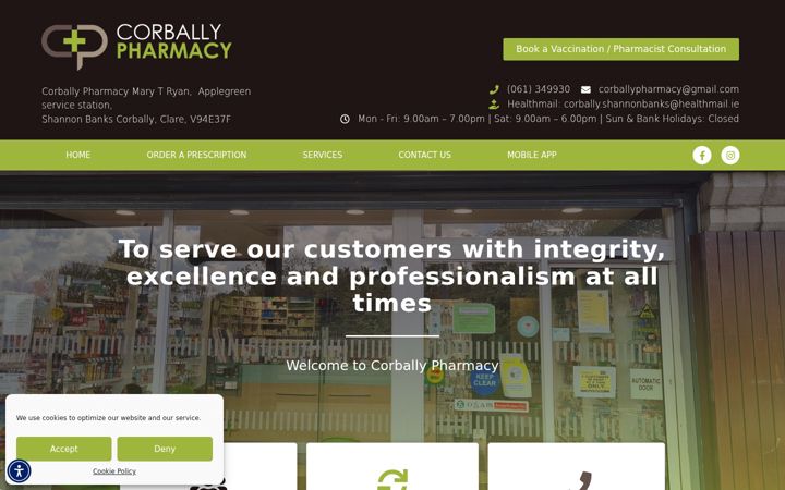 Screenshot of corballypharmacy.ie
