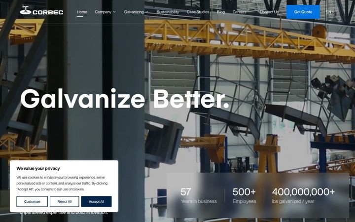 Screenshot of corbec.com