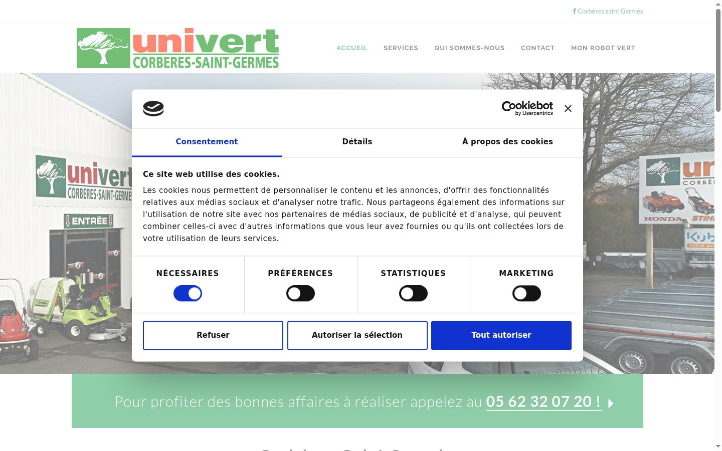 Screenshot del banner di consenso mostrato prima di qualsiasi interazione