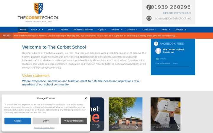 Skærmbillede af corbetschool.net
