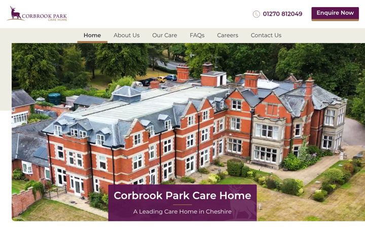 Screenshot of corbrookparkcarehome.co.uk