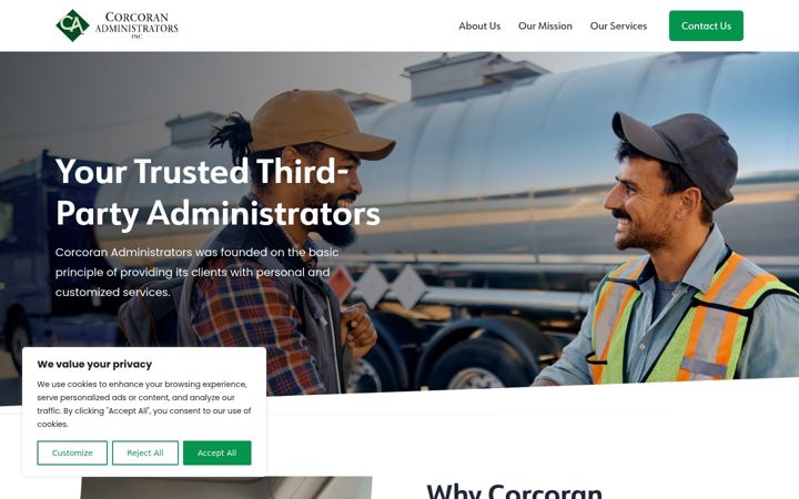 Screenshot of corcoranadmin.com
