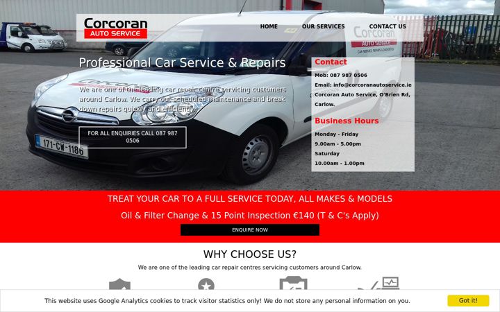 Screenshot of corcoranautoservice.ie