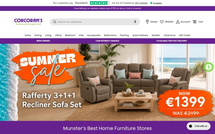 Screenshot of corcoransfurniture.ie