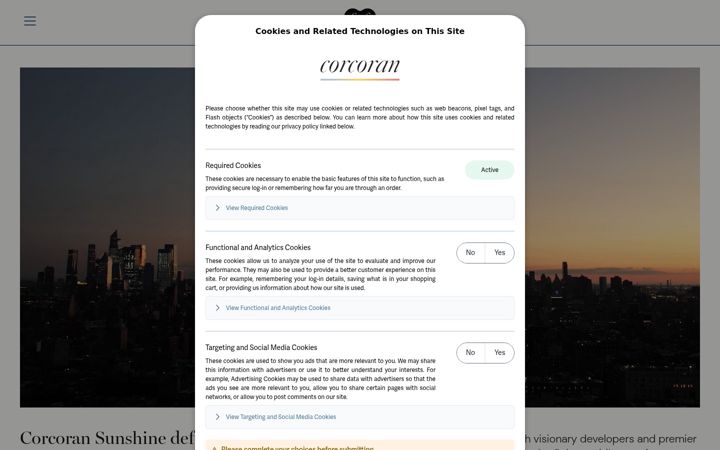 Screenshot of corcoransunshine.com