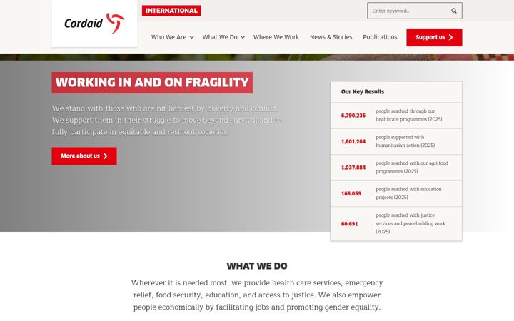 Ekraanipilt saidist cordaid.org