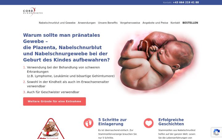 Screenshot of cordbloodcenter.at