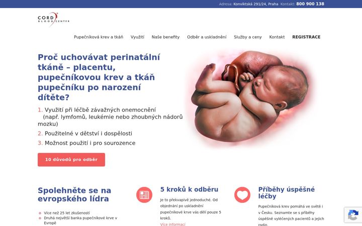 Screenshot of cordbloodcenter.cz