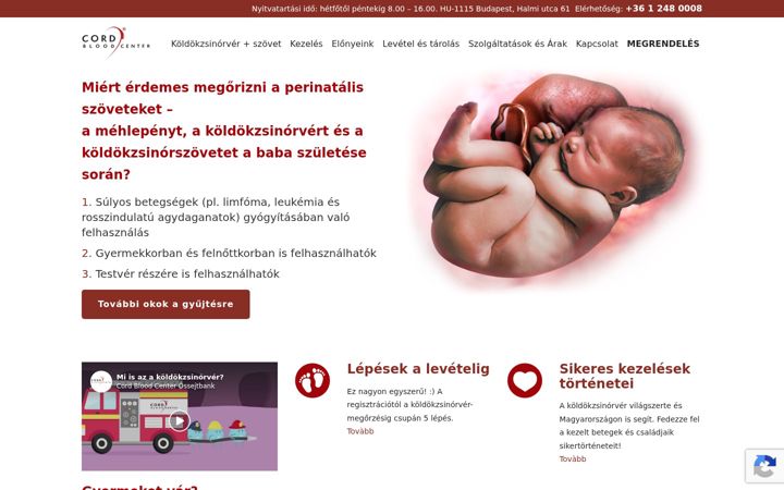 Screenshot von cordbloodcenter.hu