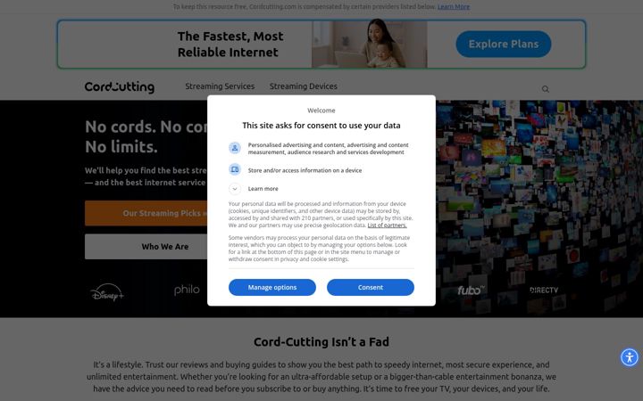 Screenshot of cordcutting.com
