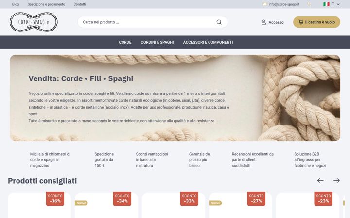 Skærmbillede af corde-spago.it