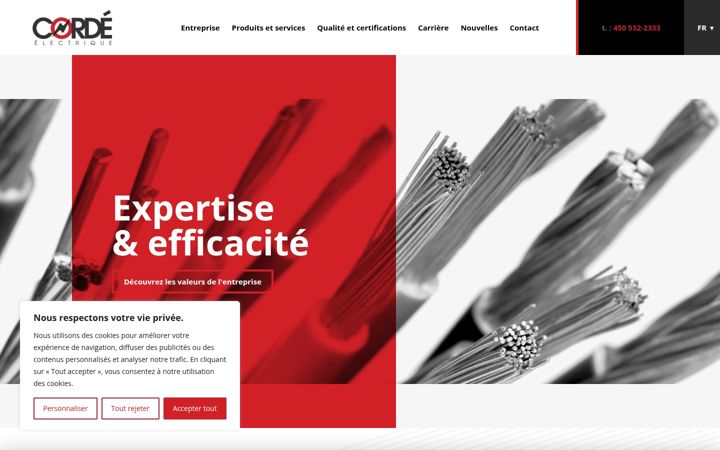 Screenshot von corde.ca