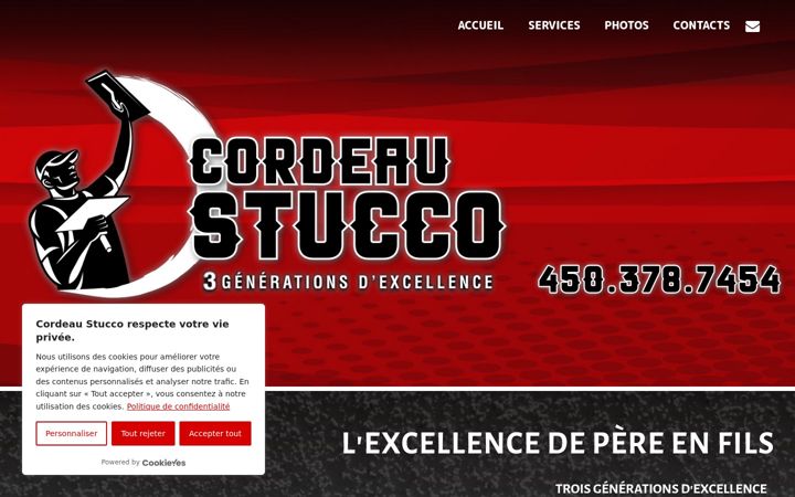 Screenshot of cordeaustucco.com