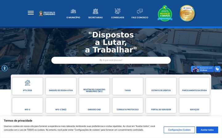 Screenshot of cordeiro.rj.gov.br