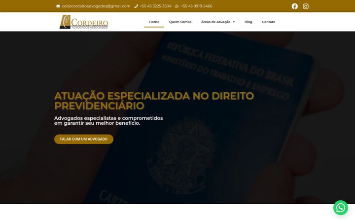 Ekrano kopija cordeiroadvogados.adv.br