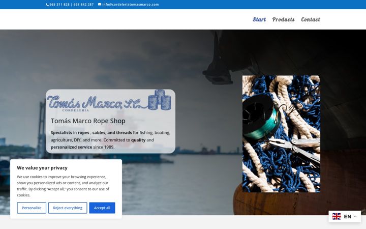 Screenshot of cordeleriatomasmarco.com