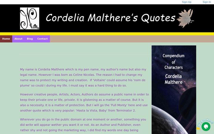 Screenshot of cordeliamaltheres-quotes.com