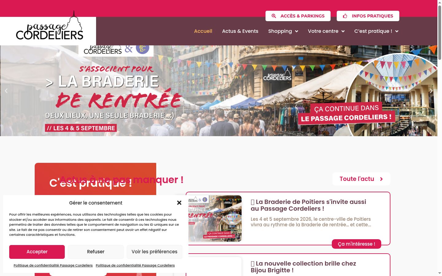 Screenshot del banner di consenso mostrato prima di qualsiasi interazione